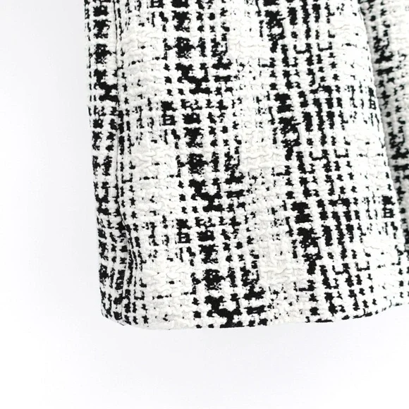 NWT Anna Sui Monochrome Pleated Tweed Mini Skirt Black White 8 - Picture 8 of 12